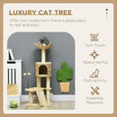 45" Cat Tree for Indoor Cats, Cat Tree Tower with Scratching Posts, Ramp, Condo, Toy Balls, Platforms, Bed, Ramp, Beige