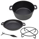 Pre-Seasoned 3 in 1 Cast Dutch Oven with Skillet Lid, 5 Quart - Black by HouseOfZazla