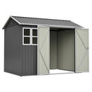8'x6' Large Steel Storage Shed with Window, Lockable Doors & Sloped Roof, Heavy Duty Outdoor Tool Shed for Garden, Patio, Backyard, Lawn - Dark Gray by Montret