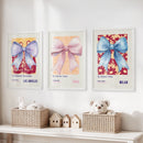 Girly Bow Wall Art Trio. Preppy Pastel Fashion Quotes Posters by Wall Art Set