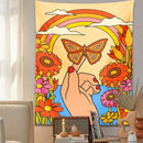 70s psychedelic butterfly rainbow tapestry bedroom wall art by Decorbites