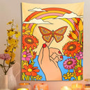 70s psychedelic butterfly rainbow tapestry bedroom wall art by Decorbites