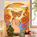 70s psychedelic butterfly rainbow tapestry bedroom wall art by Decorbites