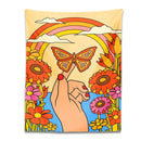 70s psychedelic butterfly rainbow tapestry bedroom wall art by Decorbites