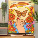 70s psychedelic butterfly rainbow tapestry bedroom wall art by Decorbites