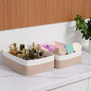 Large Shallow Organizing Baskets 15x11x5.1 Inches - Rope Woven Storage Bins for Bathroom, Shelves, Cube Closet, White Mixed Brown 2 Packs by CozyNest Decor