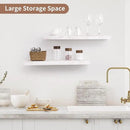 Axeman Floating Shelves for Wall, 24''W x 8''D Rustic Solid Elm Wood Wall Shelves for Storage, Wall Mounted Display Shelving with Invisible Heavy-Duty Metal Bracket (White Wash, 2PCs) by CozyNest Decor