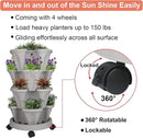 Vertical Planter 4 Tier Stackable Planters Garden Planters Strawberry Herb Flower and Vegetable Planter Indoor Outdoor Gardening Pots with Removable Wheels and Tools 2-Pack by GreenHaven Gardens