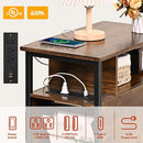 Side Tables with Charging Station, Narrow End Table with 2 Wooden Drawers, USB Ports and Power Outlets, Narrow Nightstand and Bedside Table, Side Tables Living Room, Bedroom, Brown by TinyTreasures Baby Boutique