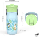 Zak Designs Harmony Bluey Kid Water Bottle for Travel or At Home, 14oz Recycled Stainless Steel is Leak-Proof When Closed and Vacuum Insulated (Bluey, Bingo, Muffin) by TinyTreasures Baby Boutique