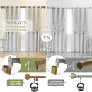 2 Pack Wood Curtain Rods for Windows 66 to 120 Inch,1 Inch Adjustable Curtain Rod Set,Heavy Duty Curtain Rods,Wooden Netted Texture Drapery Rods,Single Window Curtains Rods 66-120",Brown Wood by CozyNest Decor