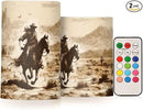 Western Desert Cowboy Flameless Candles with Remote Control and Timer, Adjustable Brightness Long Lasting Battery Operated LED Pillar Candles for Indoor Outdoor Party Home Decor, 2 Pack by GreenHaven Gardens
