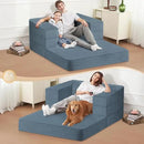 Folding Bean Bag Chair for Adults,3-in-1 Bean Bag Couch Faux Fur Floor Sofa Large Beanbag Convertible Bean Bag Sofa Bed with Pillow in Bedroom,Living Room,Apartment(Twin,Gray) by CozyNest Decor