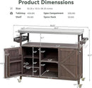 Farmhouse Solid Wood Grill Table with Stainless Steel Top, Outdoor Rolling Bar Cart & Storage Cabinet with Spice & Towel Rack, Outdoor Kitchen Island with Internal Storage Rack, Dark Brown by CozyNest Decor