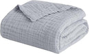 EMME Cotton Throw Blanket for Couch Soft Muslin Blankets 50"x60" Lightweight Breathable Blanket All Season Gauze Blanket, Light Grey by CozyNest Decor