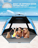 OutdoorMaster Beach Tent with Blackout Shelter Technology, Portable Beach Shade Sun Shelter Canopy for 4-6 Person with UPF 50+ UV Protection, Easy Setup Pop Up Tent Family Size by TinyTreasures Baby Boutique