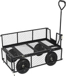 BILT HARD 10" Flat Free Tires Heavy Duty Garden Cart with 180° Rotating Handle and Removable Sides, 4 Cu.Ft 400 lbs Capacity Utility Steel Wagons for Outdoor by GreenHaven Gardens