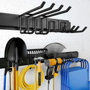 32 Inches Garage Storage, Garage Organization, Wall Mount Garden Tool Organizer, Max 300lbs Adjustable Metal Hooks, Yard Shed Hanging Rack, Heavy Duty Shelving for Rake Broom Mop Snowboard by GreenHaven Gardens