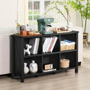 6 Cube Bookcase, Farmhouse Wood Low Storage Organizer Book Shelf, Black 47" Horizontal Console Bookshelf with Legs, Hallway Book Case for Entryway, Display Cabinet for Living Room, Office by CozyNest Decor