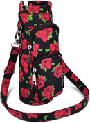 Betsey Johnson Insulated Water Bottle Pouch Holder Carrier Crossbag with Adjustable Shoulder Strap - Lightweight Polyester Accessories with Pockets Good for Hiking Sports by TinyTreasures Baby Boutique