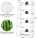Homykic Bamboo White Bookshelf 4-Tier Ladder Shelf, 49.2” Freestanding Open Bookcase Book Shelf Bathroom Storage Shelf Unit Plant Stand for Small Space, Bedroom, Living Room, Home Office by CozyNest Decor