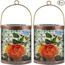 Starsoul 2 Pack Hanging Solar Lantern Outdoor Waterproof Glass Bee and Flowers Decorative Solar Lights for Outside Garden Yard Table Patio Decor by GreenHaven Gardens