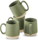 Large Ceramic Coffee Mugs Set - 15 OZ Porcelain Coffee Latte Cups Set of 4 with Handle Perfect for Cappuccino, Tea, Mocha, Hot or Cold Drinks, Unique Glaze Design for Home, Cafe and Coffee Bar, Green by CozyNest Decor