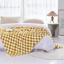 LOMAO Throw Blankets Flannel Blanket with Checkerboard Grid Pattern Soft Throw Blanket for Couch, Bed, Sofa Luxurious Warm and Cozy for All Seasons (Yellow, 90"x90") by CozyNest Decor