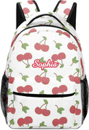 Cherry Pattern Custom Kids Backpack 16.5 Inch for Boy Girl, Personalized Waterproof Child School Travel Bag with Name by TinyTreasures Baby Boutique