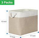 Bidtakay Extra Large Storage Baskets for Organizing 17x12x15.1 inch 3-Pack Fabric Closet Organizers Storage Bins with Handles Foldable Storage Baskets for Shelves Clothes XL-White&Beige by TinyTreasures Baby Boutique