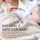 HEVEA Standard Neck Glass Baby Bottles - Natural Rubber Slow Flow Nipples - Anti Colic Baby Bottles for Breastfeeding Babies - Newborn 0+ Months - BPA-Free, Two-Pack (4 Oz) by TinyTreasures Baby Boutique