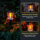 Glass Solar Torch Lights Outdoor Waterproof, Flickering Flame Tiki Torches with Modular Design, Auto On/Off LED Solar Lights for Garden Patio Yard Lawn Pathway Walkway Decorations (3 Pack) by GreenHaven Gardens