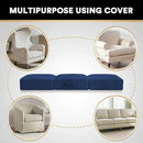 PrinceDeco Couch Cushion Covers, Stretch Washable Sofa Cushion Cover, Fitted Sofa Slipcover Velvet Fabric Non-Slip Furniture Protector for Dog,Pets, Kid (Each Width Up to 29.5", Navy) by CozyNest Decor