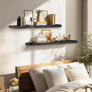 36"x6.8"x1.2" Solid Wood Floating Shelves 2-Pack - Rustic Black Finish with Hidden Brackets, Perfect for Storage and Décor in Living Room, Kitchen, Bedroom by CozyNest Decor