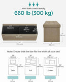 SONGMICS MAZIE Collection - 43 Inches Folding Storage Ottoman Bench, Ottoman Foot Rest, End of Bed Bench, Storage Chest, Load 660 lb, for Living Room, Bedroom, Entryway, Camel Brown ULSF077R01 by CozyNest Decor
