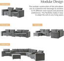 HULALA HOME Modular Sectional Sofa with USB Port and Console, 6 Seater Sofa with Storage Ottoman, Oversized U Shaped Couches for Living Room, FSC Certified, Grey by CozyNest Decor