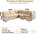 Modular Sectional Sofa with Chaise U Shaped Sectional Couch for Living Room, 5-Seater Comfy Cloud Couches, Plush Corduroy, Beige by CozyNest Decor