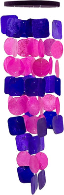 Bellaa 24841 Wind Chimes Outdoor, Garden Decorations, Musical, Indoor/Outside Windchimes, Beach, Ocean Breeze, Gifts for Mom, Gift for All Occasions, Capiz Sea Glass Shells Wood Pink Purple by CozyNest Decor