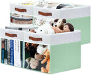 HNZIGE 13x15x13 Cube Storage Bins, 4 Pack Fabric Clear Organizer With Window, Large Collapsible Shelf Bins for Closet, Toy, Clothes - White Green by TinyTreasures Baby Boutique