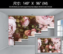 Large Peony Floral Wallpaper Girls Bedroom Pink Rose Flower Wall Mural (Not Peel and Stick) by CozyNest Decor