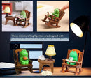 7 Pcs Cute Frog Rocking Chair Set with Miniature Frog Figurines, Mini cat, and Whimsical Trinkets - Versatile Decor for Office, Home, Yard, Patio, and Lawn by GreenHaven Gardens