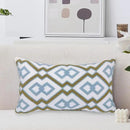 Alysheer Embroidered Lumbar Decorative Throw Pillow Cover 12"x 20", Classic Boho Geometric Embroidery Pattern Cotton Rectangular Cushion Case for Sofa Couch Living Room Bedroom (Blue Khaki) by CozyNest Decor