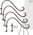 Plant Hangers Outdoor, 4 Pack 16 Inch Plant Hooks for Wall Metal Plants Hanging Bracket for Bird Feeder, Flower Baskets, Wind Chimes, Lanterns, Indoor Outdoor, Bronze by GreenHaven Gardens