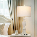 27" Farmhouse 3 Way Dimmable Touch Table Lamp Set of 2 Rustic Classic Bedside Nightstand Wood Lamps for Living Room Bedroom with USB C+A Ports Washed White (2 Bulbs Included) by CozyNest Decor