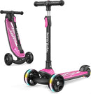 Besrey Kick Scooter for Kids Ages 3-10, 3-Wheel Folding Scooter with Adjustable Height, LED Light Wheels, Extra Wide Deck for Outdoor Activities by TinyTreasures Baby Boutique
