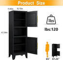 47.24" H Metal Narrow Bathroom Storage Cabinet Pantry Storage Cabinet, 2 Adjustable Shelves for Kitchen, Home Office, Living Room, Dinning Room (Black) by CozyNest Decor