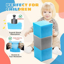 Foam Pit Cubes, 24 PCS 5 Inches Gymnastics Foam Blocks Trampoline Blocks, Multi-Sport Protective Padding for Gymnastics, Trampoline, Parkour, Skate Parks & BMX - Grey & Blue by TinyTreasures Baby Boutique