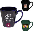 DISCOUNT PROMOS Custom Glossy Ceramic Latte Coffee Mug 12 oz. Set of 1, Personalized Bulk Pack - Perfect for Tea, Espresso, Cappuccino, Hot Cocoa - Blue by CozyNest Decor