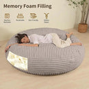 Memory Foam Bean Bag Chair, Bean Bag Bed with Fluffy Removable Cover, for Living Room Bedroom, 6FT Grey by CozyNest Decor