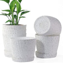 6 Inch Plant Pots Bulk, 6 Pack Plastic Planters with Drainage Holes and Saucers for Indoor Outdoor House Plants and Flowers,White Spots by GreenHaven Gardens